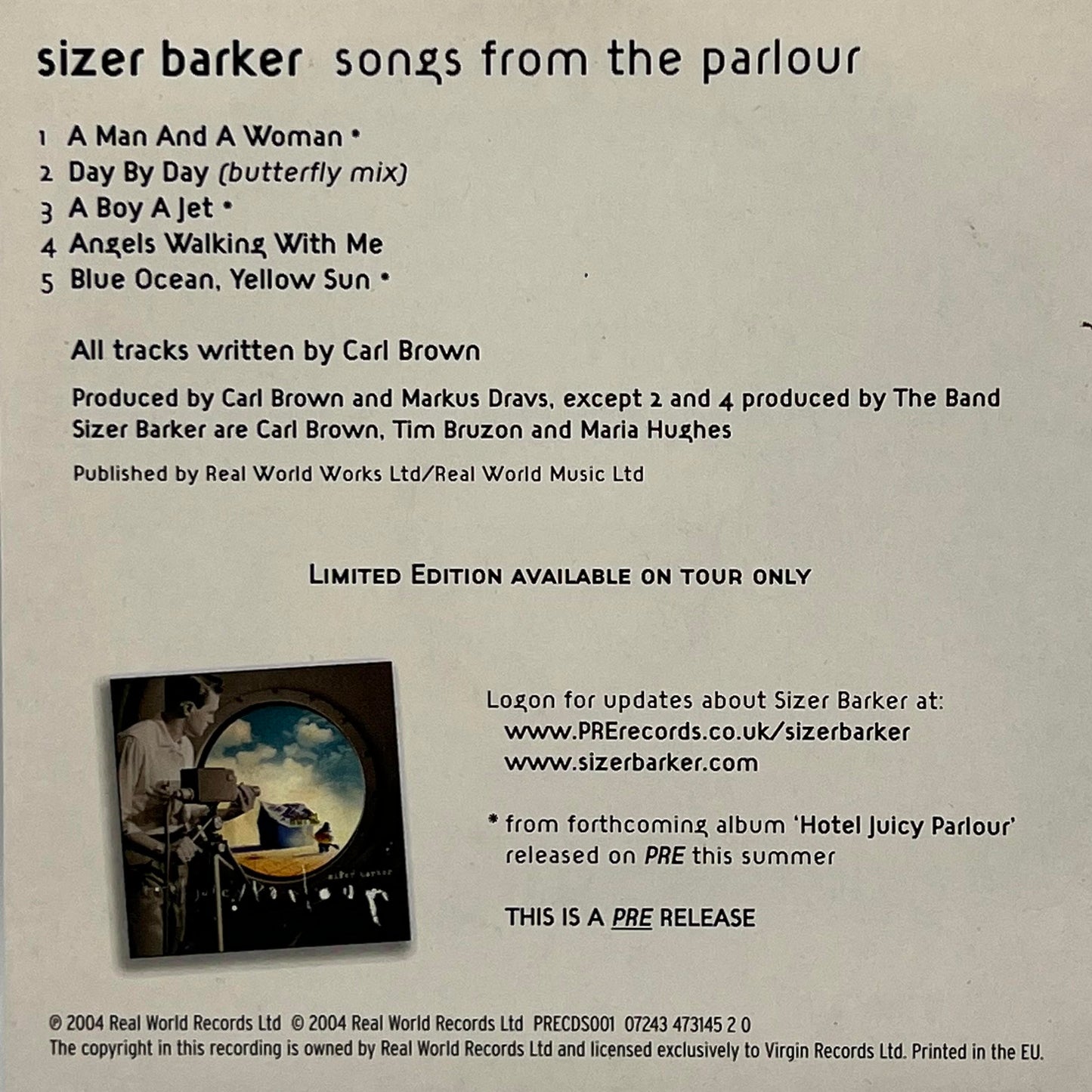 Sizer Barker - Songs From The Parlour (Limited Edition CD)